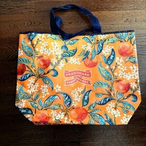 Fragonard Orange Floral Tote Bag Large Outdoor Beach Bag Reusable Shopping Tote